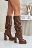 Ecological Leather Slip-On Platform Boots for Women