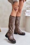 Elegant Knee-High Natural Leather Women's Boots with Zipper