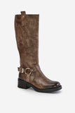 Elegant Knee-High Natural Leather Women's Boots with Zipper