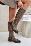 Elegant Knee-High Natural Leather Women's Boots with Zipper
