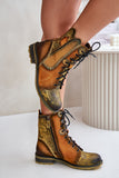 Elegant Women's Leather Boots with Zipper and Lacing