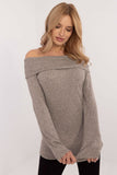 Elegant Women's Ribbed Sweater with Spangled Neckline