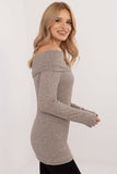 Elegant Women's Ribbed Sweater with Spangled Neckline