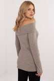 Elegant Women's Ribbed Sweater with Spangled Neckline
