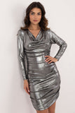 Elegant Shiny Pencil Dress with Long Sleeves for Parties