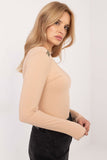 Elegant Ribbed Fitted Blouse with Animal Motif Details
