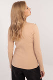 Elegant Ribbed Fitted Blouse with Animal Motif Details