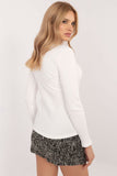 Elegant Ribbed Blouse with Heart Neckline and Animal Motif