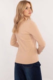 Elegant Ribbed Blouse with Subtle Animal Motif Detail