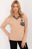 Striped V-Neck Blouse with Animal Print Detail for Everyday Wear