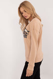 Striped V-Neck Blouse with Animal Print Detail for Everyday Wear