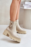 Stylish Leather Boots with Zipper and Chunky Heel