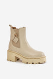 Stylish Leather Boots with Zipper and Chunky Heel