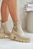Stylish Leather Boots with Zipper and Chunky Heel