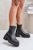 Chic Leather Boots with Zipper and Decorative Clasp