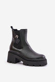 Chic Leather Boots with Zipper and Decorative Clasp