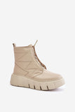 Elegant Leather Ankle Boots with Platform Wedge & Zipper