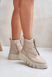 Elegant Leather Ankle Boots with Platform Wedge & Zipper