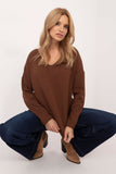 Elegant Women's V-Neck Sweater with Shiny Thread Detail