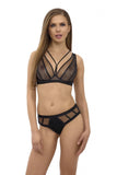 Elegant Black Soft Bralette with Decorative Straps