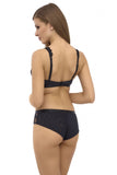 Elegant Black Push-Up Bralet with Floral Pleated Design