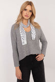 Elegant Women's V-Neck Sweater with Shiny Thread & Scarf