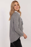 Elegant Women's V-Neck Sweater with Shiny Thread & Scarf