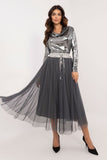 Elegant Tulle Midi Skirt with Adjustable Waist Tie