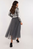 Elegant Tulle Midi Skirt with Adjustable Waist Tie