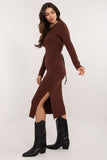 Elegant Ribbed Knit Pencil Dress with Corset Lacing