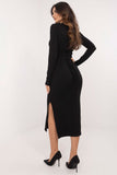 Elegant Ribbed Knitted Midi Dress with Corset Back Detail