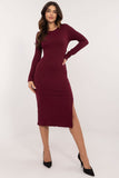 Elegant Ribbed Knit Pencil Dress with Corset Back Lacing