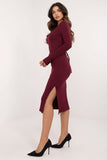Elegant Ribbed Knit Pencil Dress with Corset Back Lacing