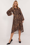 Elegant Asymmetrical Midi Shirt Dress with Animal Print