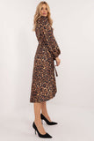 Elegant Asymmetrical Midi Shirt Dress with Animal Print