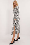 Chic Midi Pencil Dress with Elegant Geometric Pattern