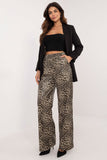Eco-Leather High-Waist Pants with Animal Motif & Pockets