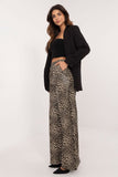 Eco-Leather High-Waist Pants with Animal Motif & Pockets