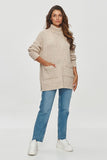 Cozy Loose-Cut Women's Sweater with Rolled Collar & Pockets