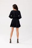 Chic Long Sleeve Dress with Adjustable Belt and Ruffle Hem