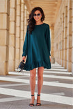 Chic Long Sleeve Dress with Ruffle Hem and Adjustable Belt