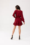 Chic Long Sleeve Dress with Adjustable Belt and Ruffle Hem