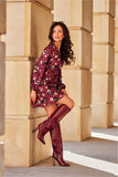 Feminine Envelope Dress with Tie Waist and Convertible Neckline