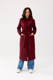 Elegant Wool Coat with Waist Tie and Front Pockets