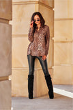 Chic Animal Print Shirt with Classic Collar and Versatile Style