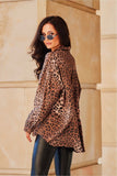 Chic Animal Print Shirt with Classic Collar and Versatile Style