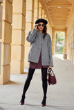 Elegant Button-Up Jacket with Stand-Up Collar and Pockets