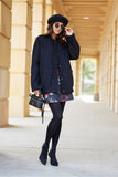 Elegant Warm Jacket with Stand-Up Collar and Unique Design