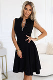Elegant Black Flared Dress with Front Zipper for Any Occasion