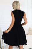 Elegant Black Flared Dress with Front Zipper for Any Occasion